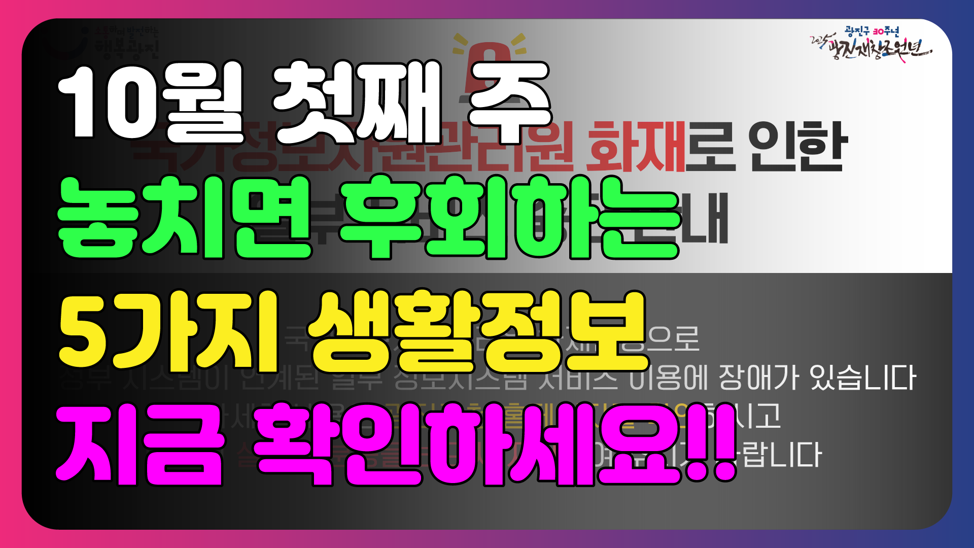 10월 첫째주 놓치면 후회하는 5가지 생활정보